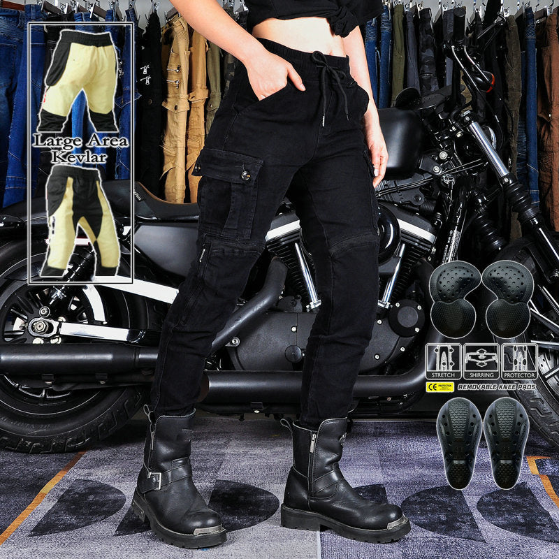 Women Motorcycle Kevlar K-6 Casual Tighten Legs Riding Pants