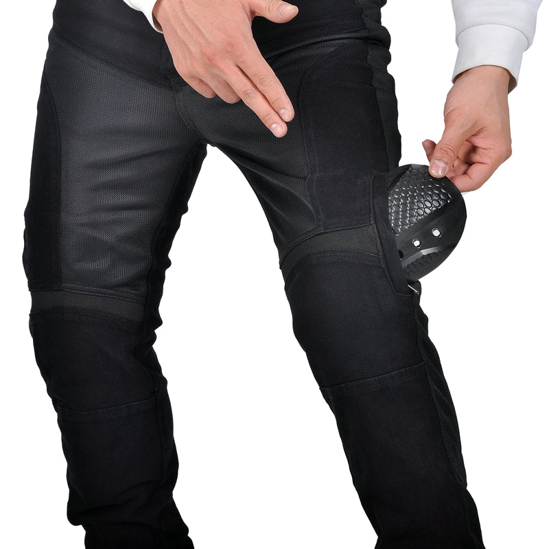 Men Summer Motorcycle Racing Slim Fit Meshed Jeans