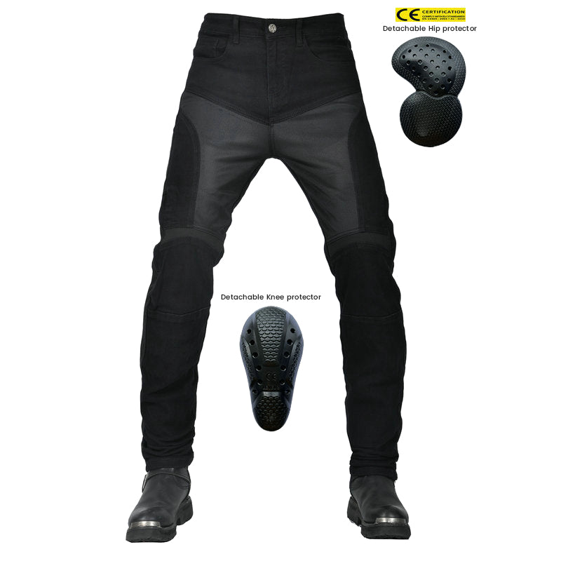 Men Summer Motorcycle Racing Slim Fit Meshed Jeans