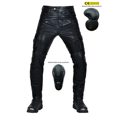 Motorcycle Edgy Slim Leather Pants With Armor Protector