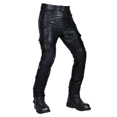 Motorcycle Edgy Slim Leather Pants With Armor Protector