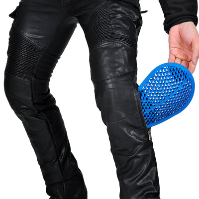Motorcycle Edgy Slim Leather Pants With Armor Protector