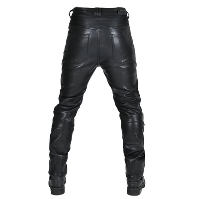 Motorcycle Fleece-Lined Leather Pants With Extended Protective Gear