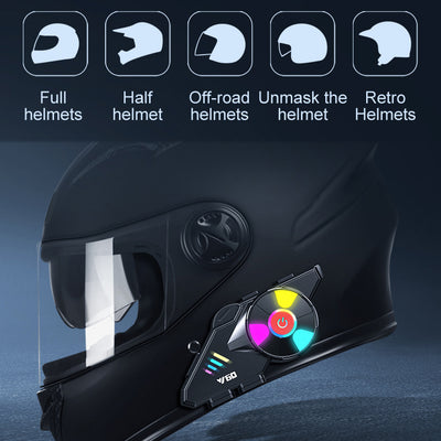 Motorcycle Helmet Bluetooth Headset with RGB Lights