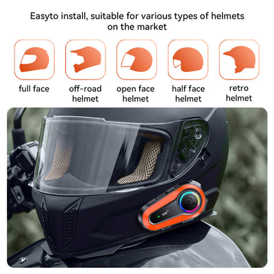 Helmet Bluetooth Headset Mega Bass 800 Meters Two-person Intercom