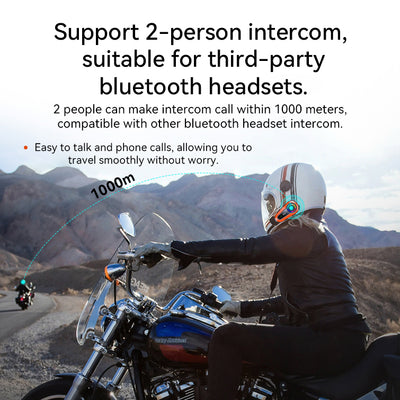 Helmet Bluetooth Headset Mega Bass 800 Meters Two-person Intercom