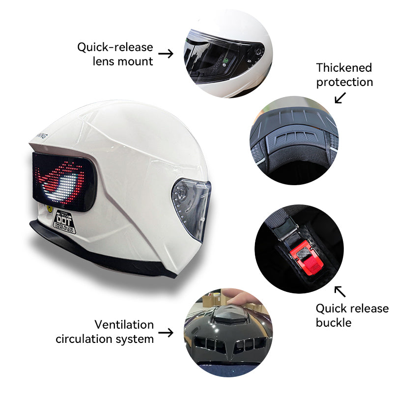 LED Display All-Season Motorcycle Modular Helmet