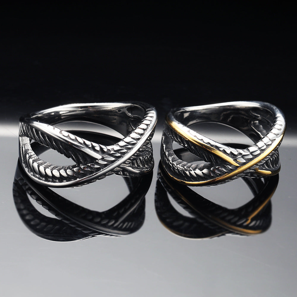 Men's Cross Hollow Rope Ring