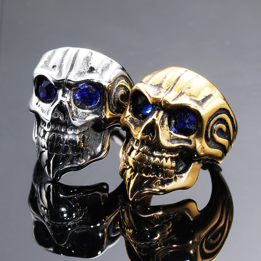 Beard Ghost Head Skull Diamond Ring