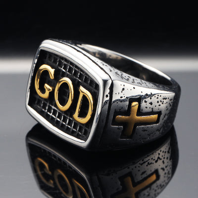 Punk God English Christain Ring