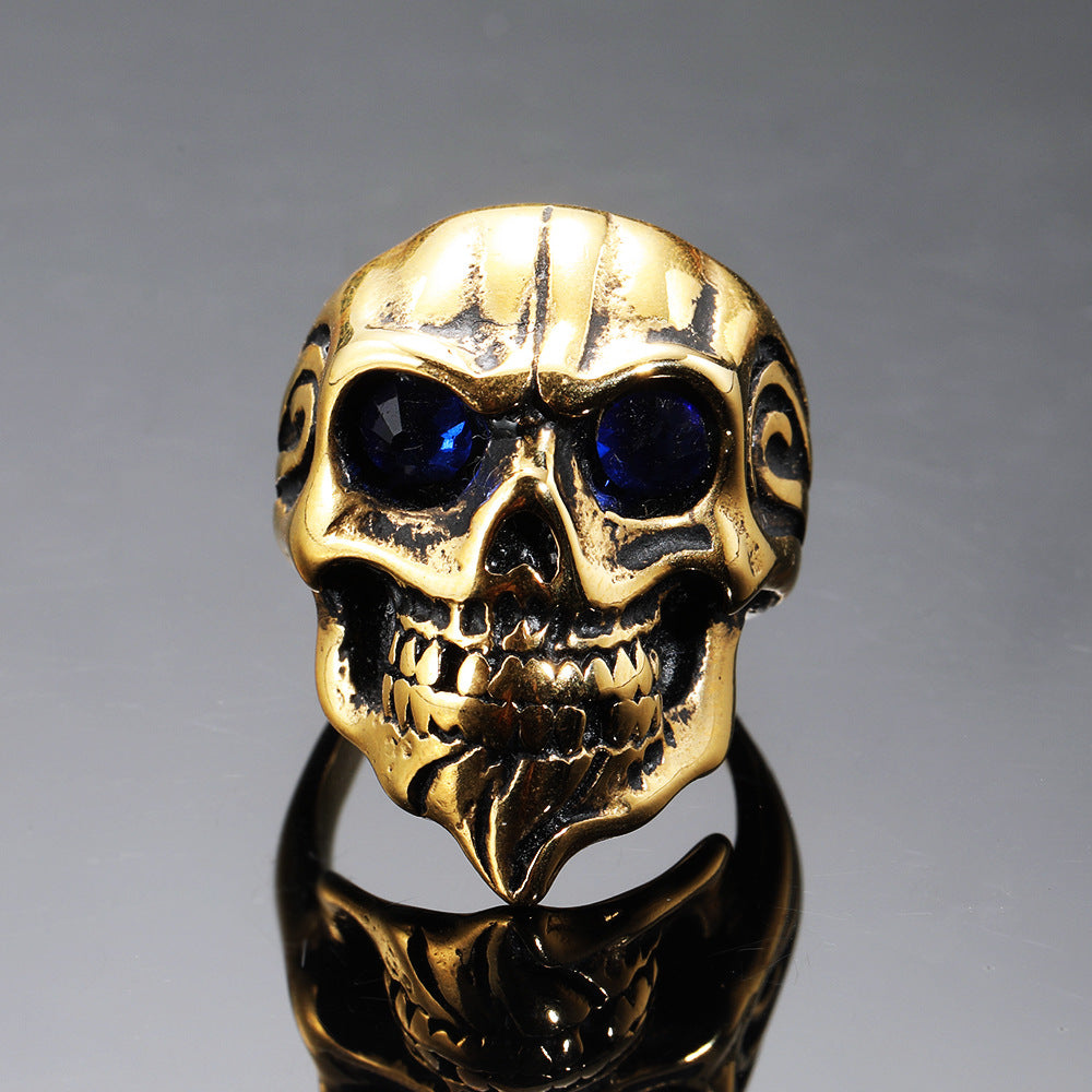 Beard Ghost Head Skull Diamond Ring