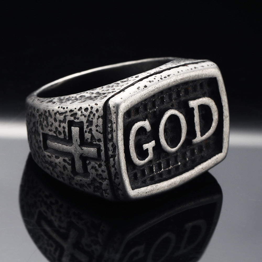 Punk God English Christain Ring