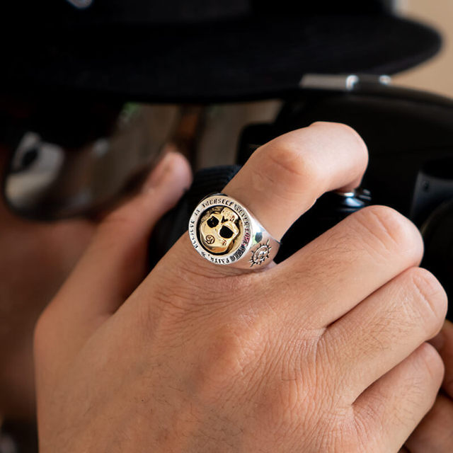 925 Silver Skull Ring Punk Open Ring
