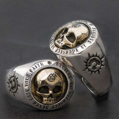 925 Silver Skull Ring Punk Open Ring