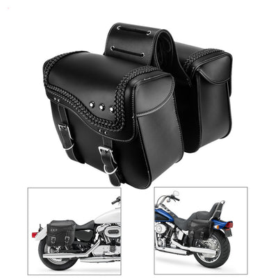 2 Pack Motorcycle PU Leather Saddlebags
