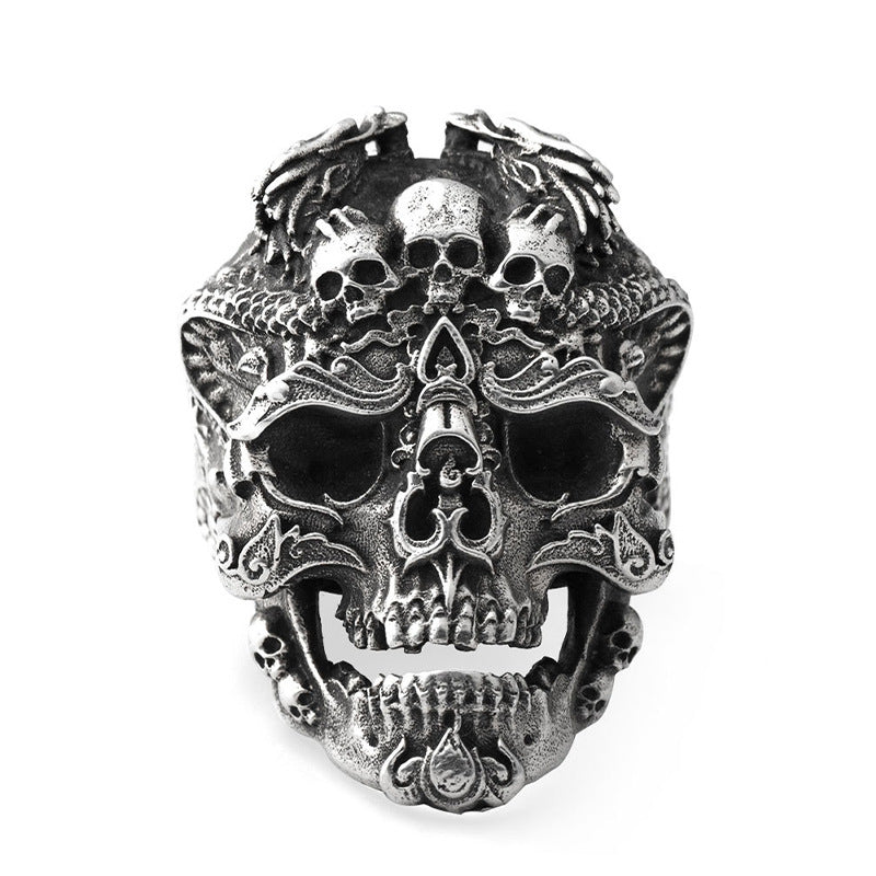 Laughing Skulls Biker Ring 925 Silver