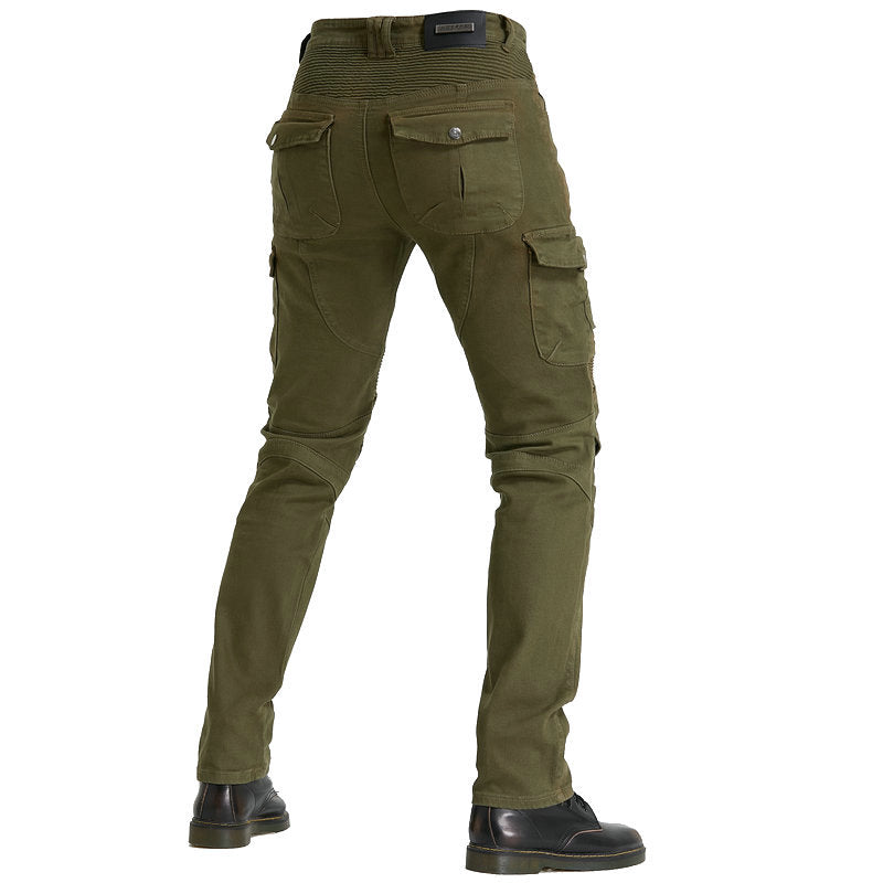 Motorcycle Racing Denim LB1 Pants With Hip Knee Protective Pads - Army ...