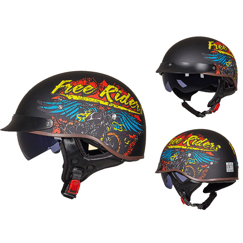 crazy shoei helmet Crazy Rider Motorcycle Half Face Helmet With Sunshield – Biker Forward