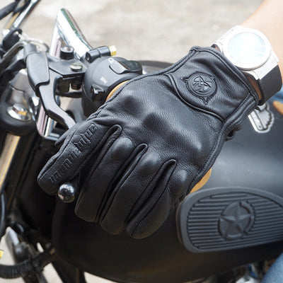 Short Cuff Motorcycle Leather Gloves