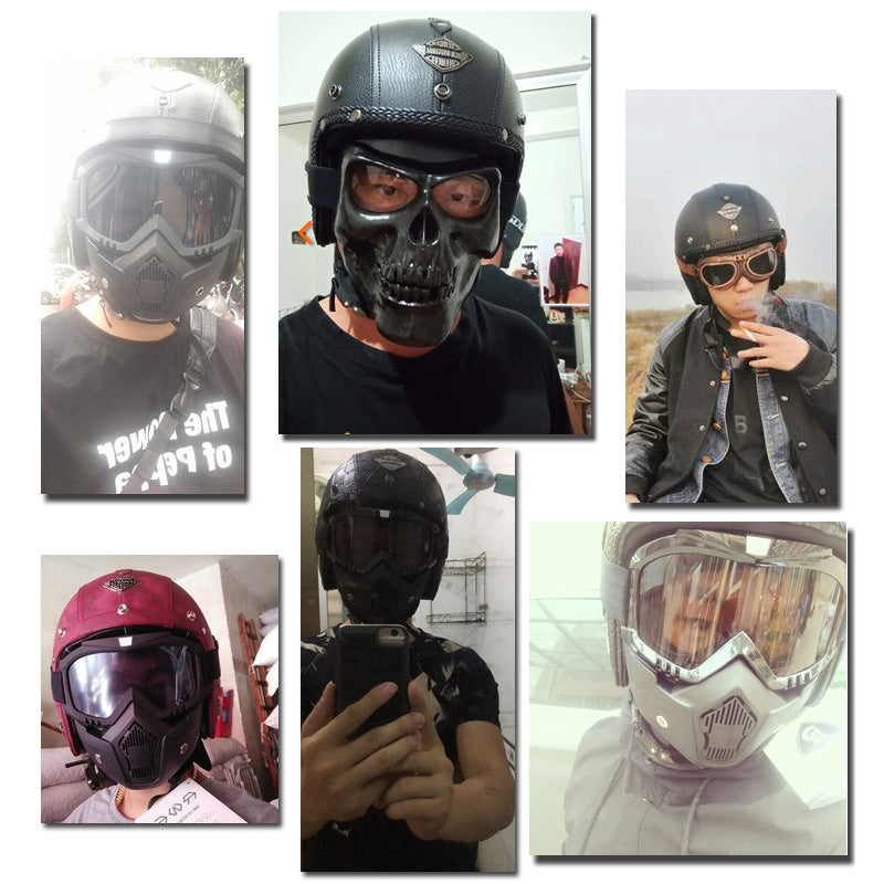 Vintage Harley 3/4 Open Face Helmet - Black Leather
