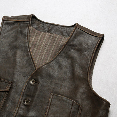 Men's Antique Brown Leather Vest