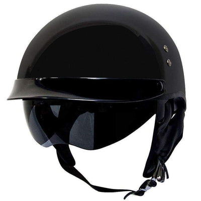 Sun Shield Half Helmet DOT - Gloss Black