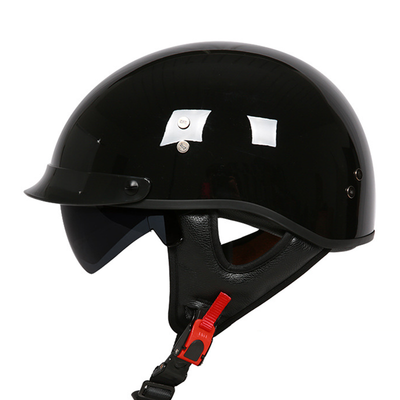 Sun Shield Half Helmet DOT - Gloss Black