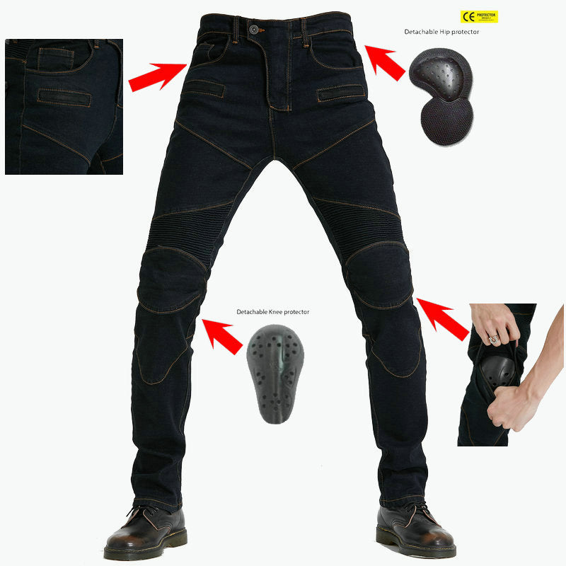 Motorcycle Riding PK718 Jeans With Protection Gear -Black