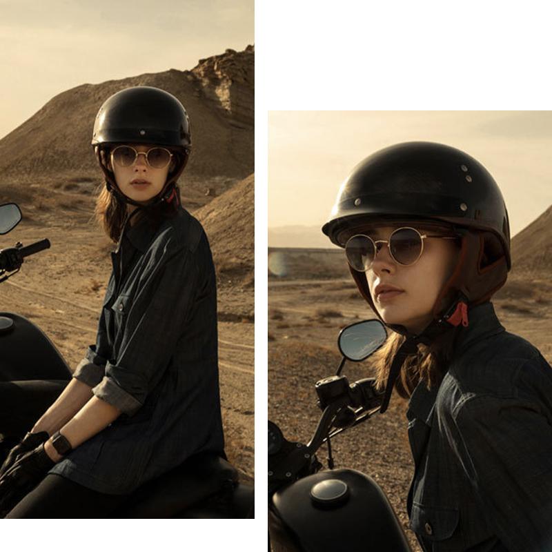 Vintage Half Face Motorcycle Helmet Matte Black