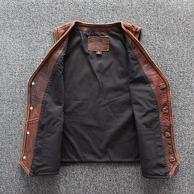 Amekaji Men's Anarchist Leather Vest