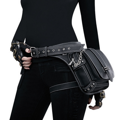 Retro Black Motorcycle Waist Bag