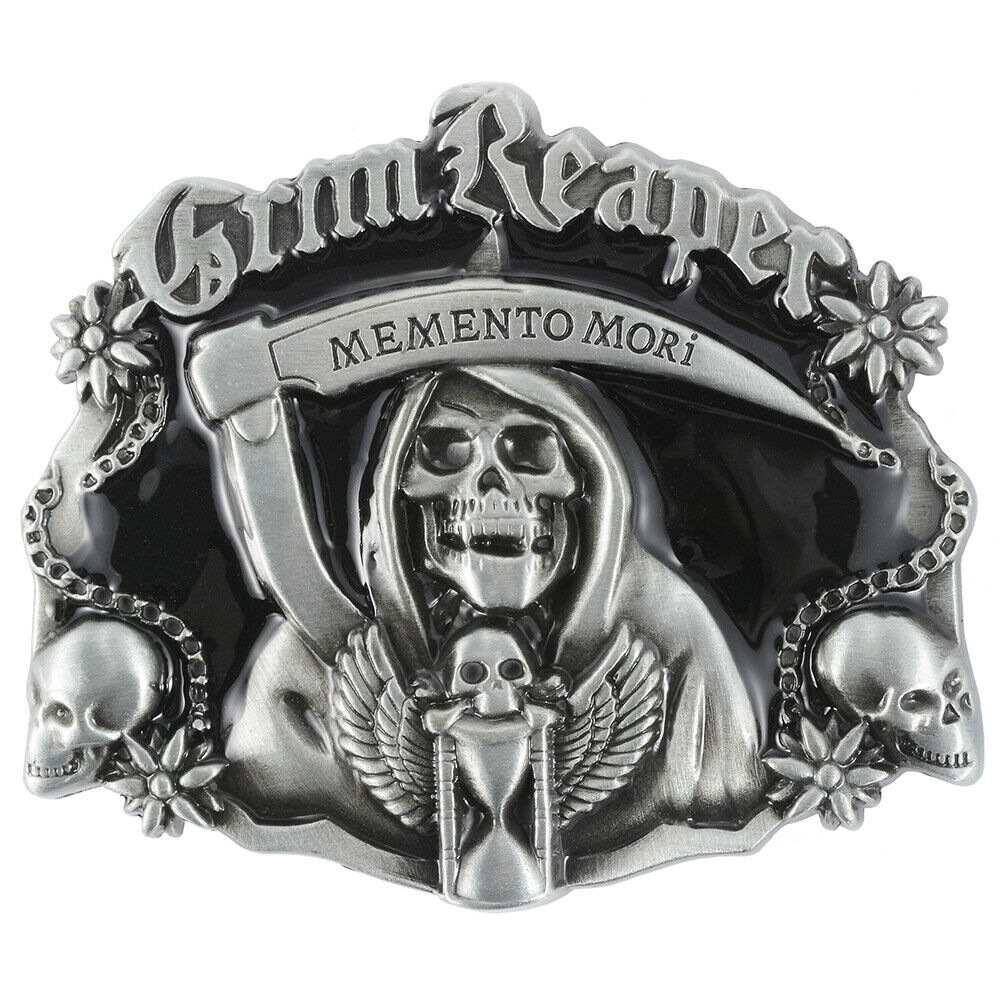 Grim Reaper Memento Mori Skull Belt Buckle