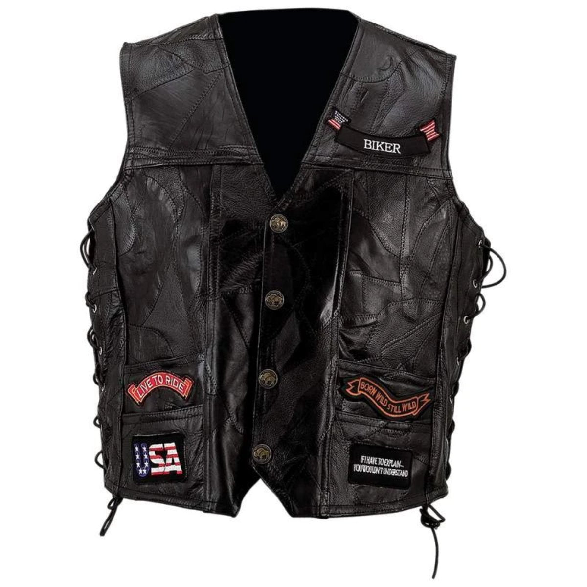 Mens Live To Ride Leather Vest