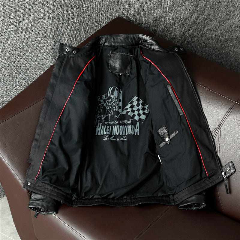 Moto Racing Black Leather Jacket