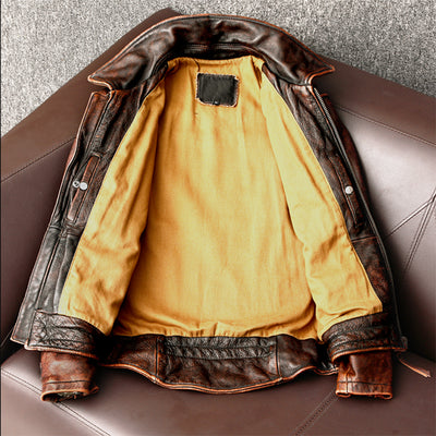 Amekaji Men's Cowhide Leather Jacket
