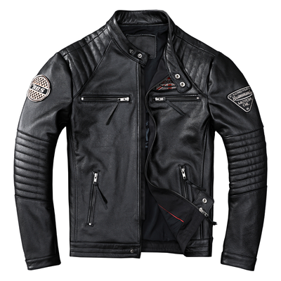 Moto Racing Black Leather Jacket