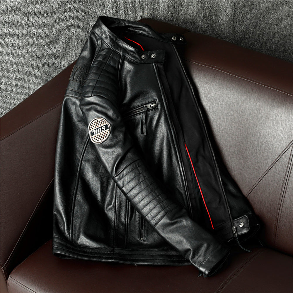 Moto Racing Black Leather Jacket