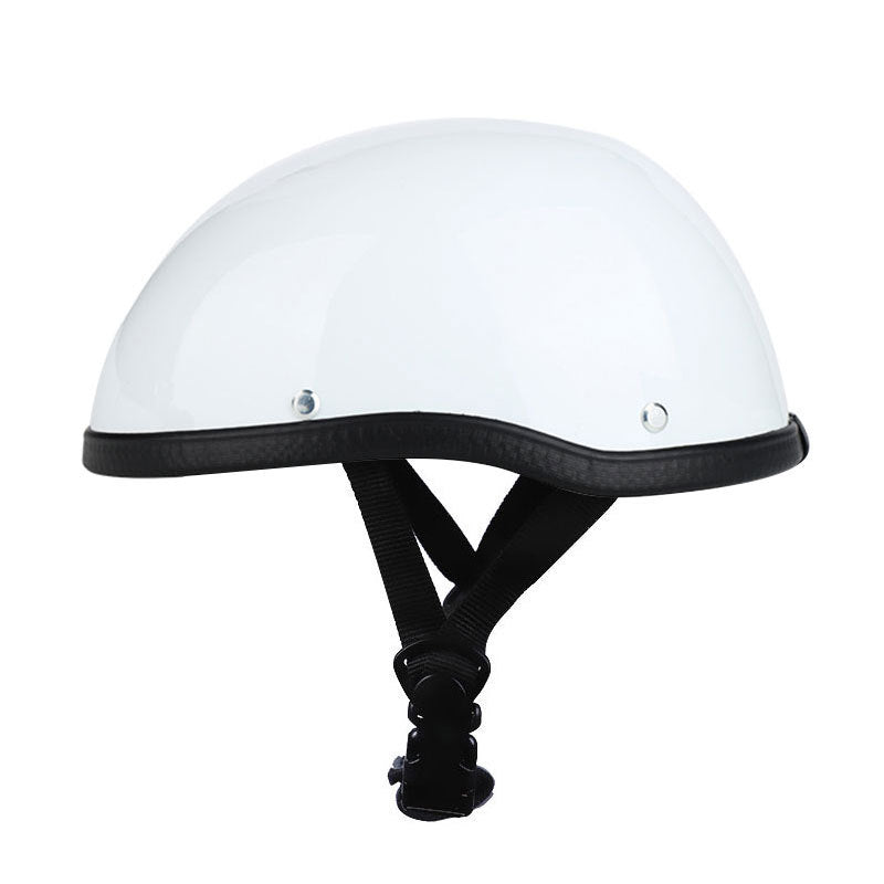 Echoo - Motorcycle Scooter Open Face Half Leather Helmet With Visor Uv Goggles Retro Vintage Style 54 60cmmodelred